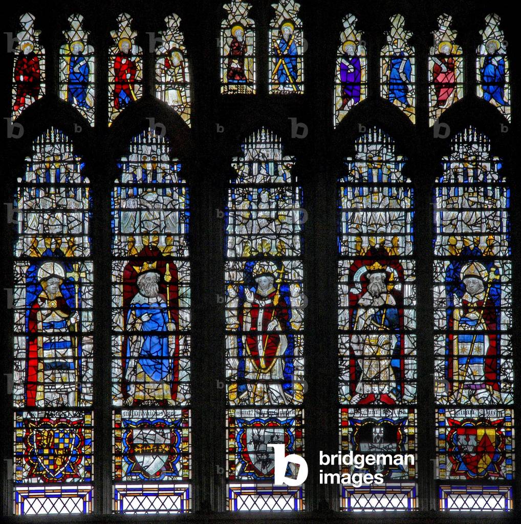 Window c18 depicting kings and Archbishops (stained glass)
