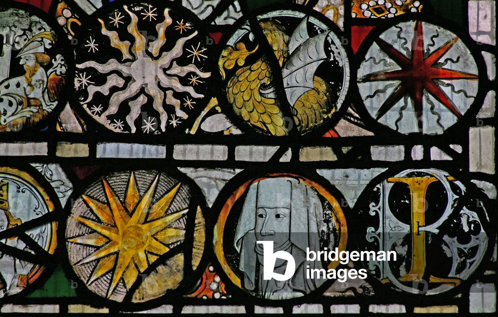 Window NW depicting grotesques (stained glass)