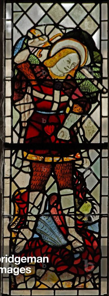 Window n3 depicting St Michael (stained glass)