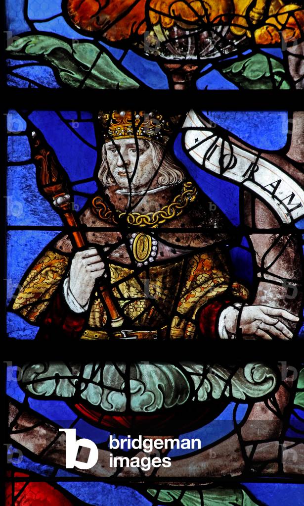 Window w10 depicting King Joram on the Tree of Jesse (stained glass)