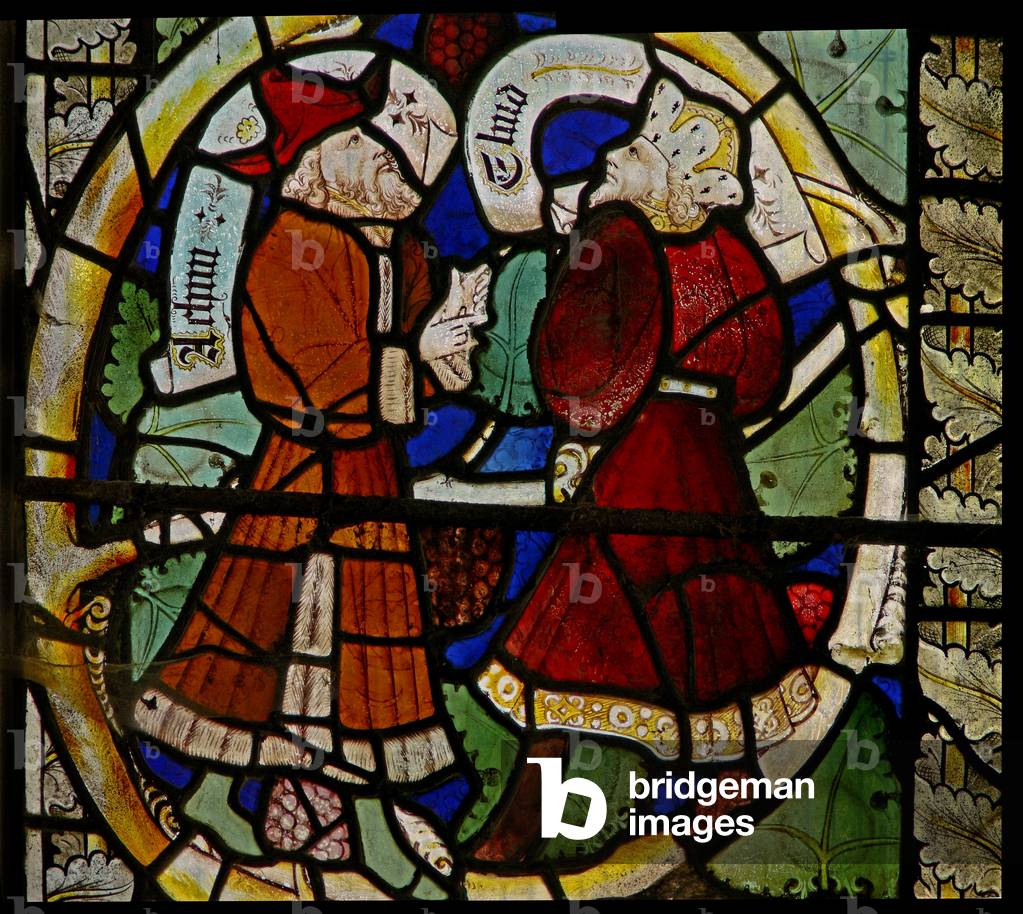 Window Ew depicting Abia? And Ehud on the Tree of Jesse  (stained glass)