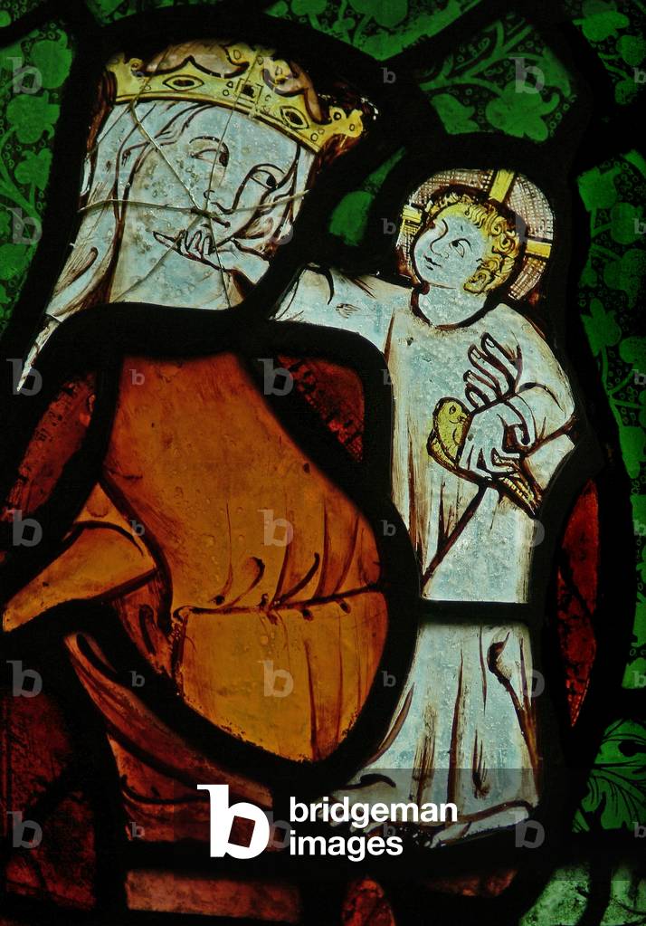 The East window (Ew) depicting the Virgin Mary with Christ Child (stained glass)