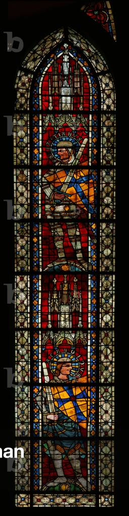 St. Sebastian above St. Candide (stained glass) 13th by French Artist