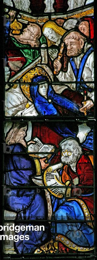 Window w4 depicting the Death of the Virgin Mary (stained glass)