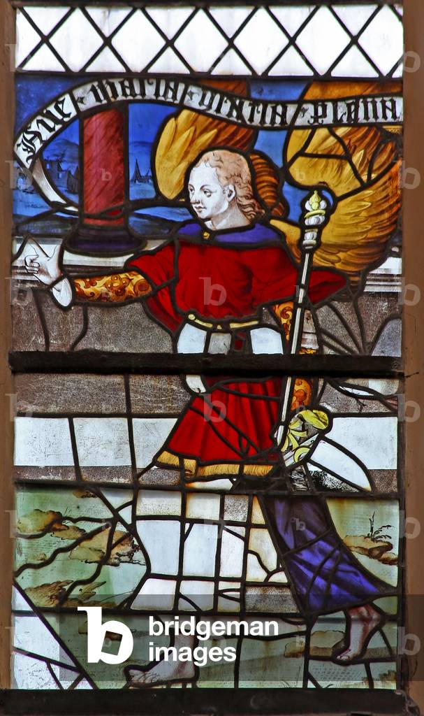 Window w113 depicting the Archangel Gabriel from the Annunciation (stained glass)