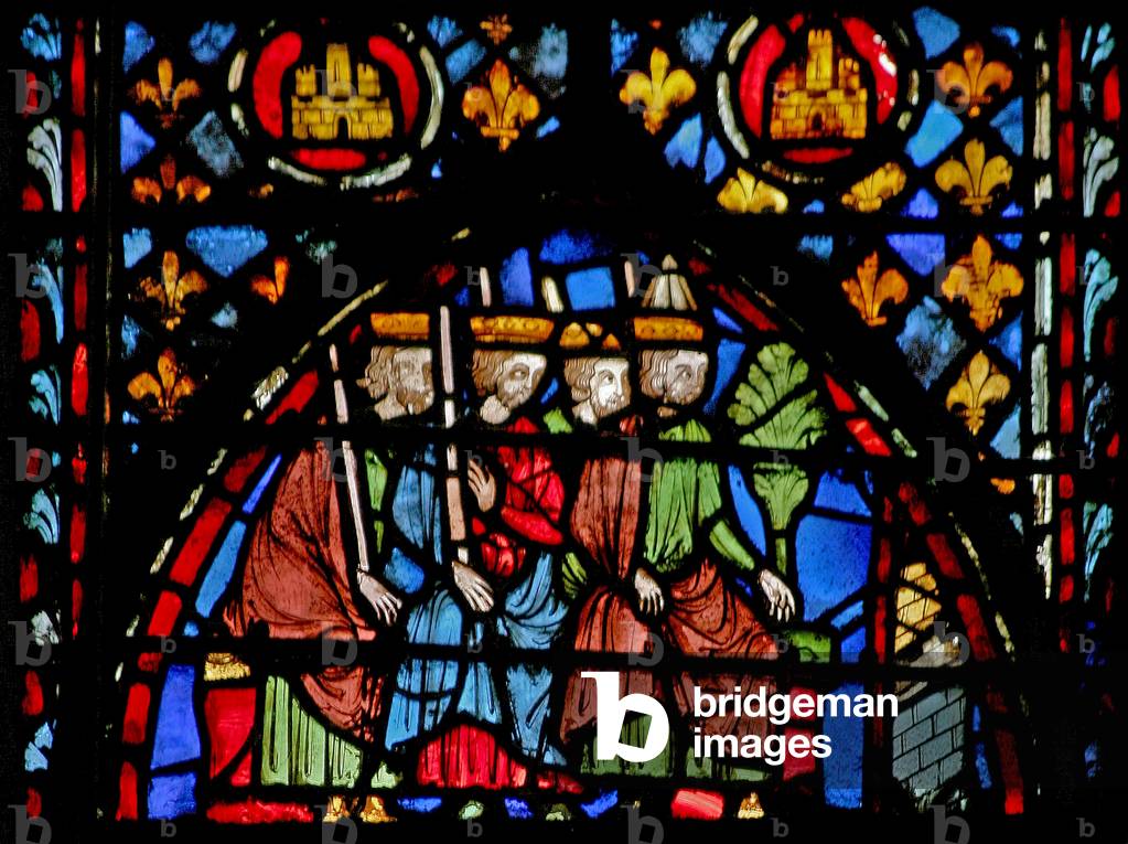 Window w3  Aaron's staff flowers Numb XVII 9-10 (stained glass)