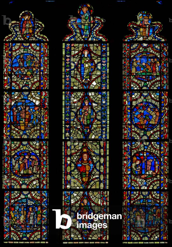 Window n.II depicting the north eastern window with reset panels (stained glass)