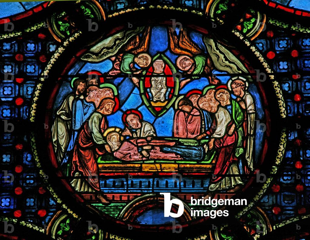 Window w0 depicting the Death of the Virgin Mary (stained glass)