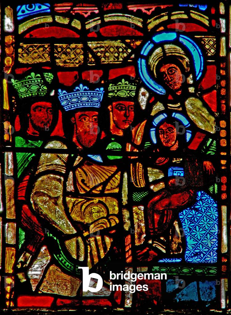 Window w34 depicting the Adoration of the Magi (stained glass)