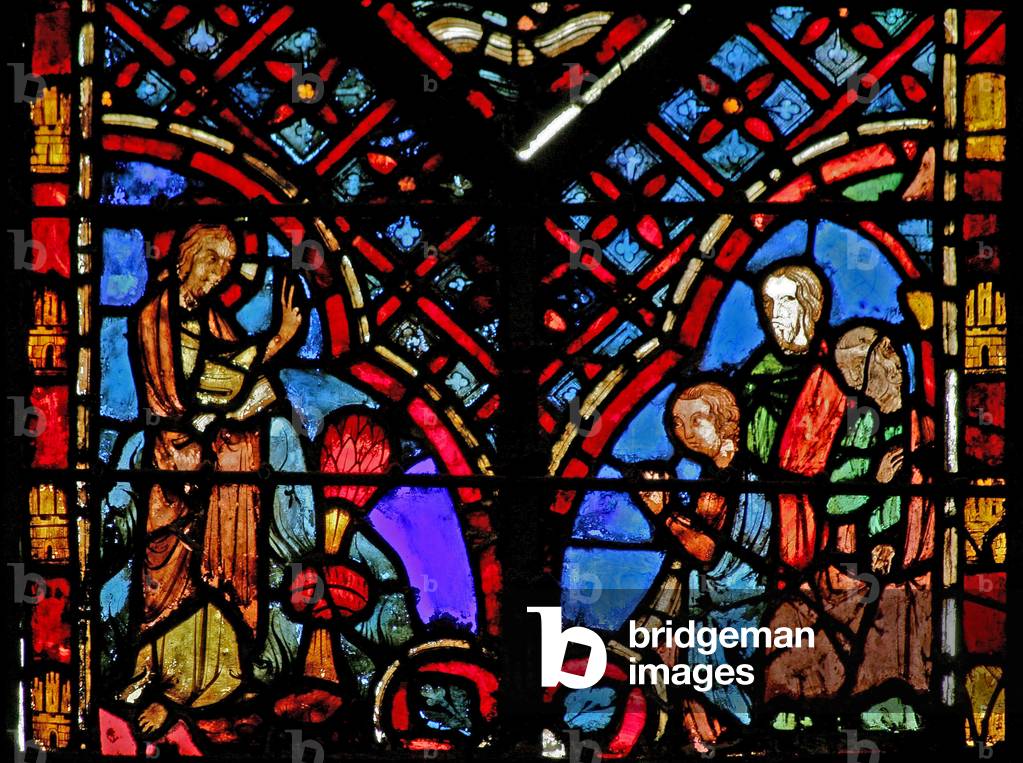 Window w2  God blesses the people of Israel Ex I 20-22 (stained glass)