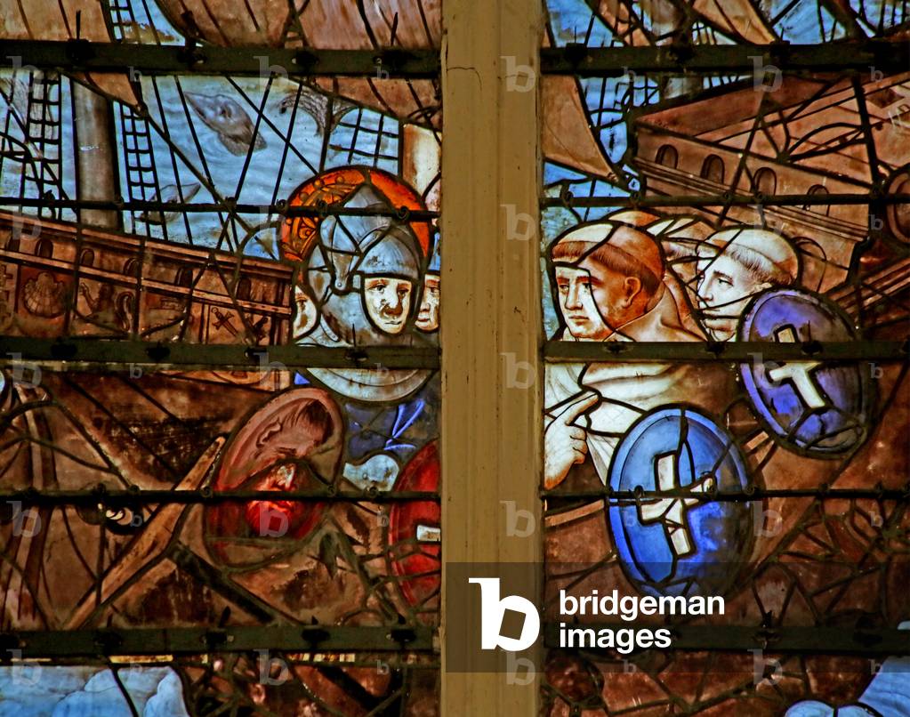 Window depicting Saint Louis returning from the Crusade (stained glass)