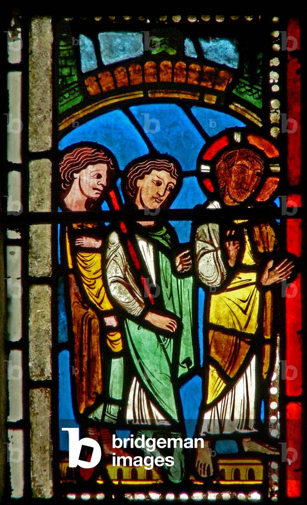 Window wXV depicting a Resurrection scene: the road to Emmaus (stained glass)