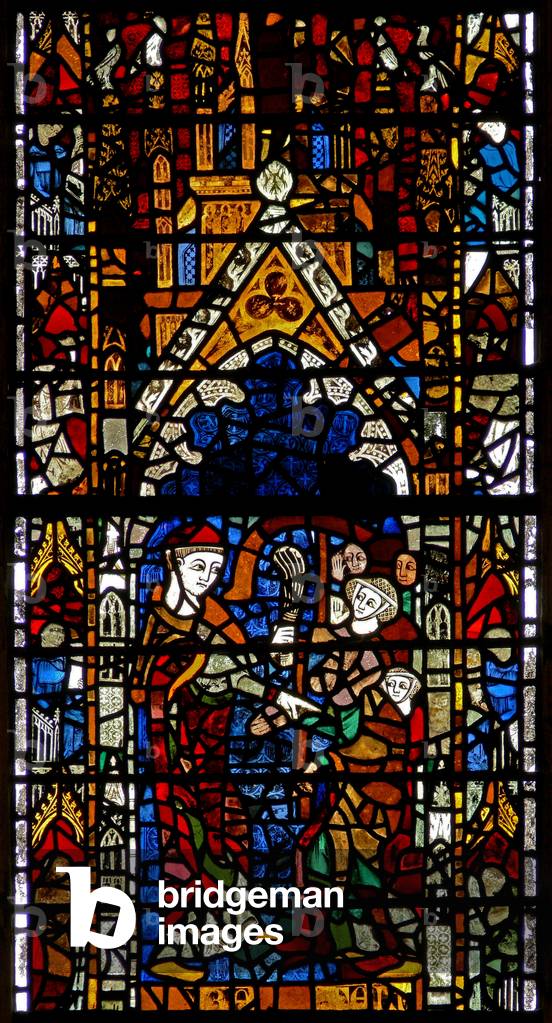 Window w38 depicting the administration of penance (stained glass)