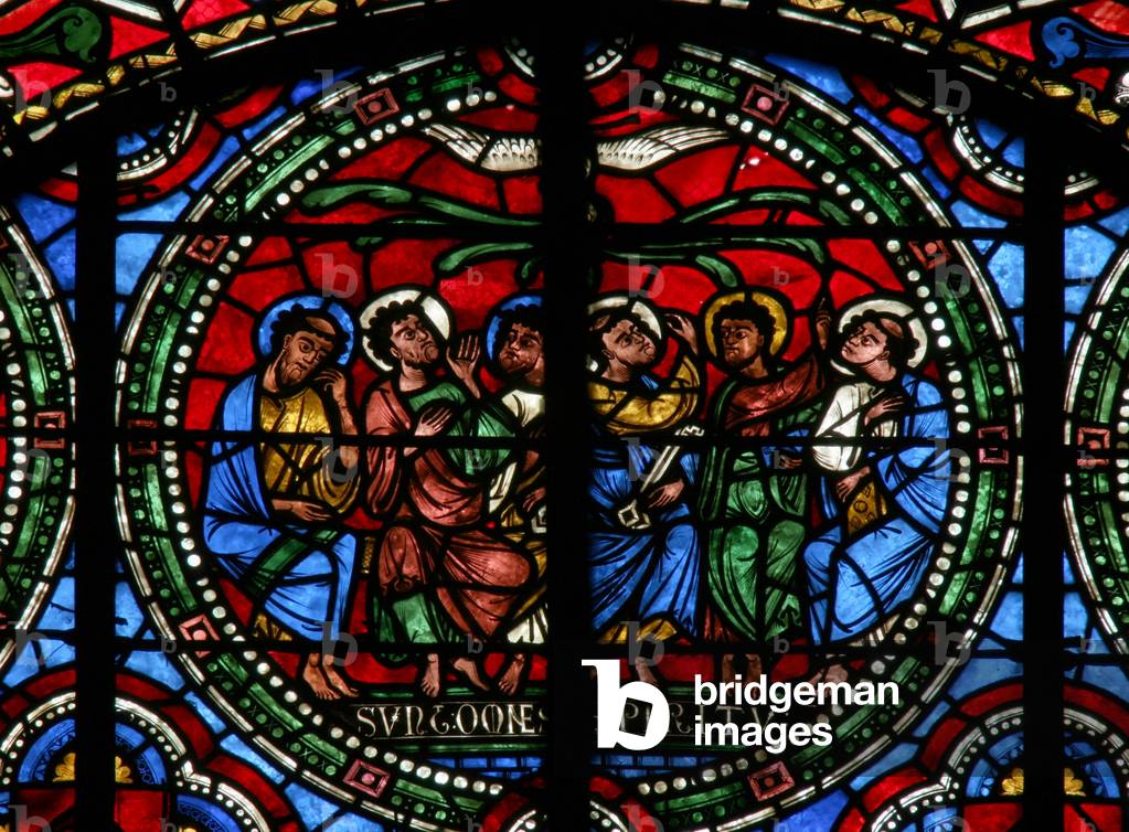Window w2 depicting Pentecost (modern) (stained glass)