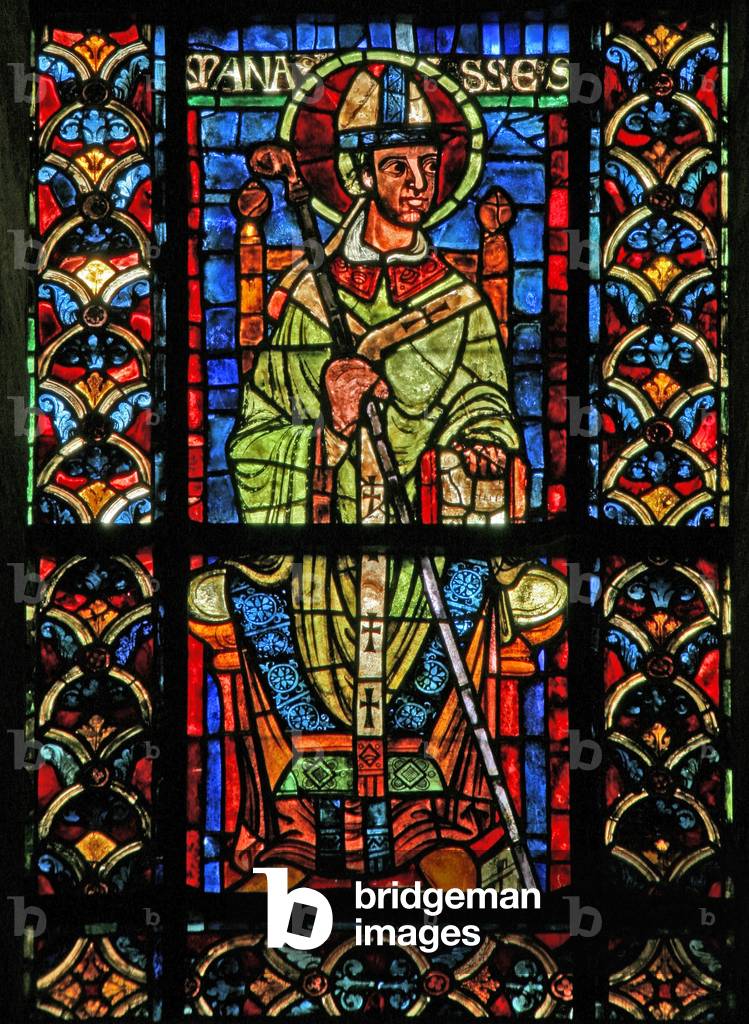Window w210 depicting Bishop Manasses (stained glass)