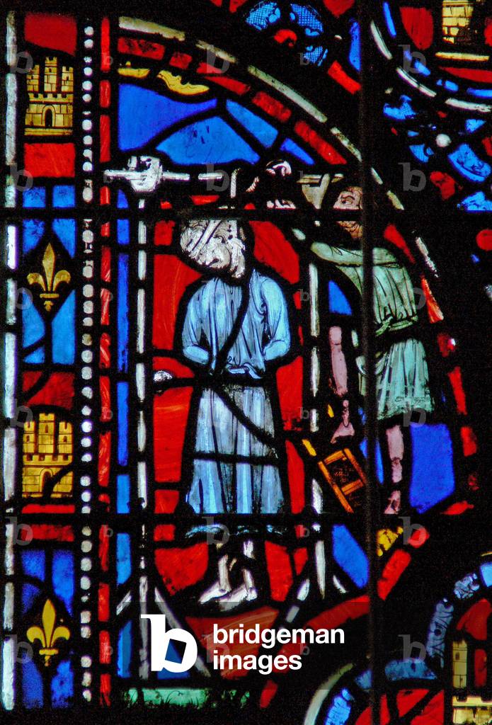 Window w13  the Conspirators are hung Esth II 23  (stained glass)