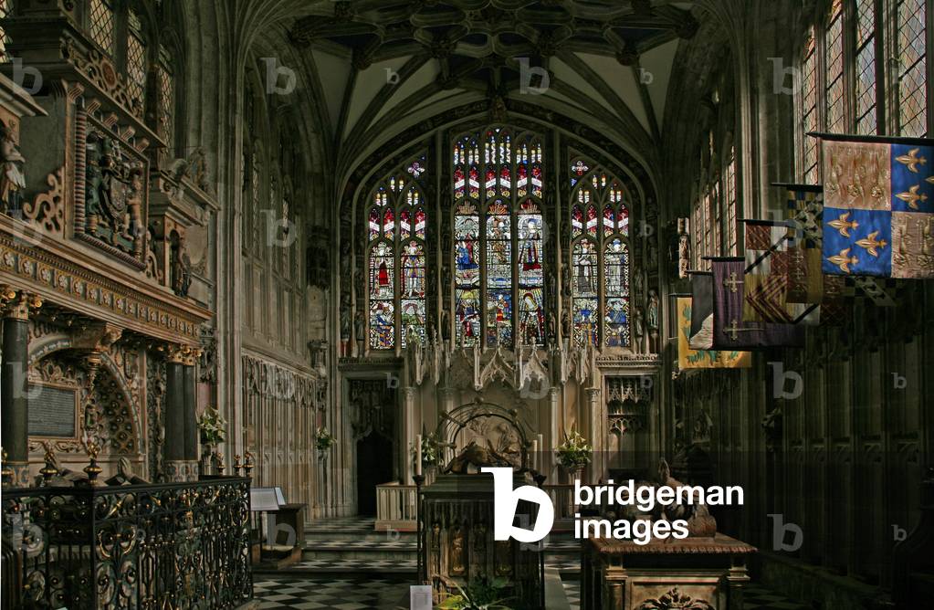 Window depicting the east window of the Beauchamp Chapel (stained glass)