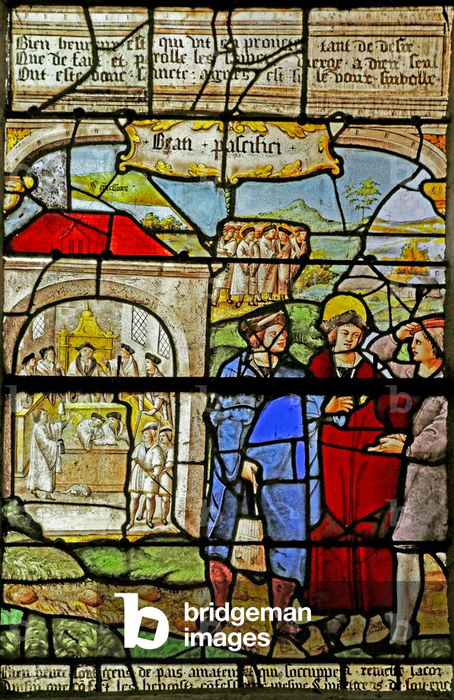 The Beatitudes, Église Sainte-Tanche de Lhuître (stained glass), Blessed are the Peacemakers