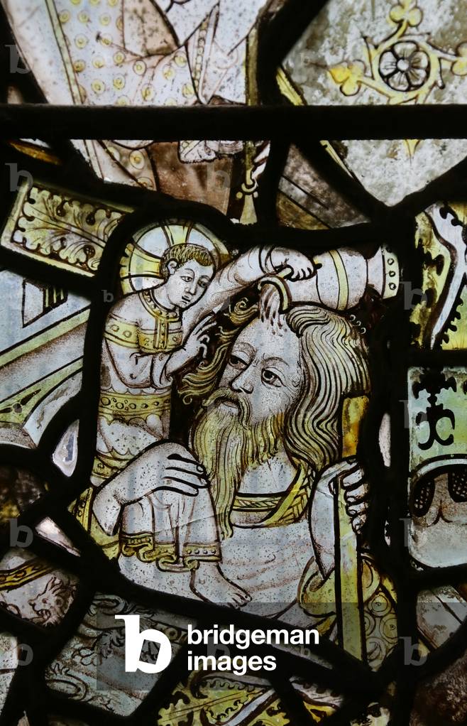 Christ baptising St Peter (stained glass)