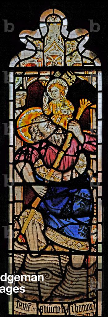 Window Ew depicting St Christopher (stained glass)