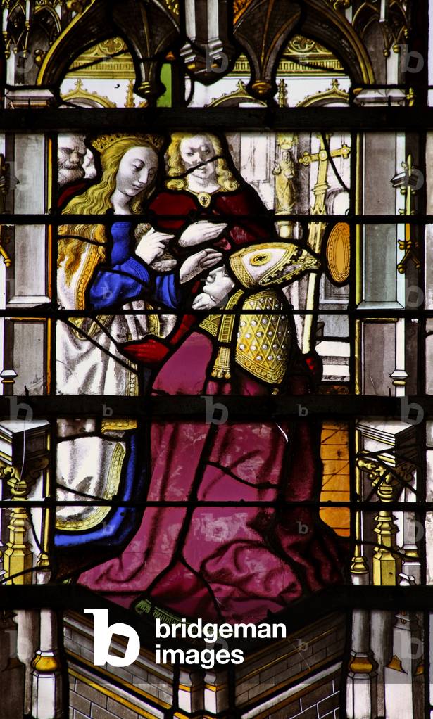 Window w27 depicting the Virgin Mary appears to St Martin (stained glass)