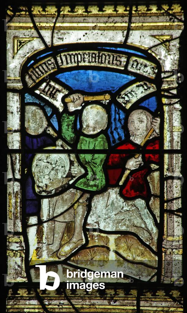 Window n6 depicting St George is ridden by the king's son (stained glass)