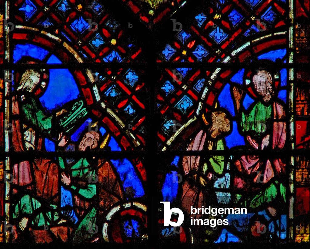 Window w2  God gives Moses the Tables of the Law Ex XXXI 18 (stained glass)