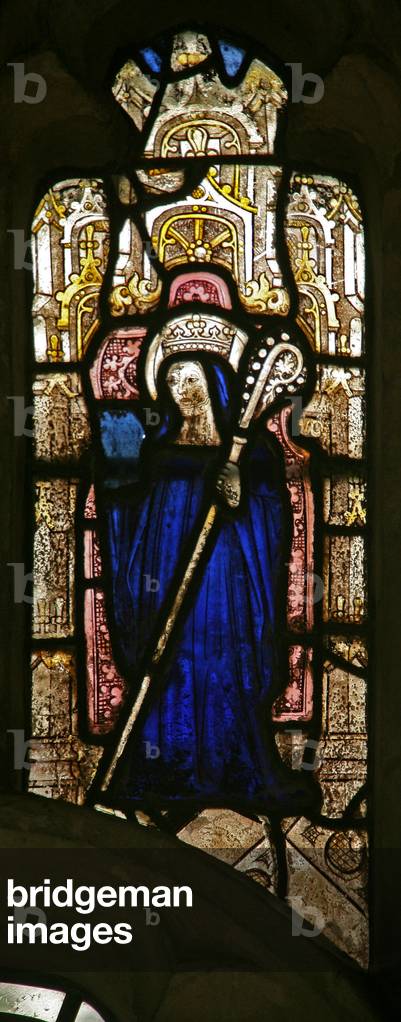 Window s7 depicting St Etheldreda? (stained glass)