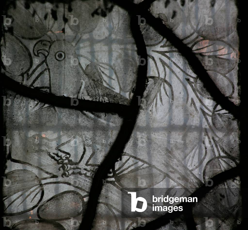 Window NW depicting a bird (stained glass)