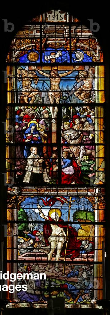 Window depicting the Crucifixion and Resurrection (stained glass)