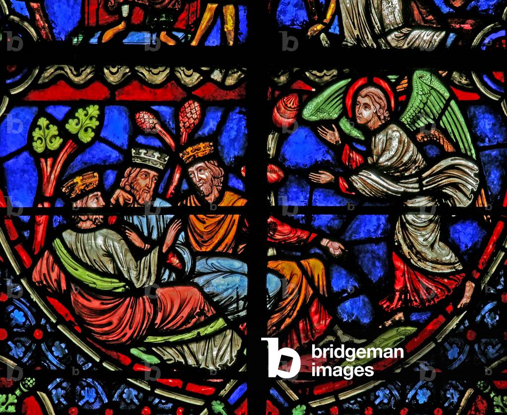 Window w3 depicting the Magi are warned in a dream (modern) (stained glass)