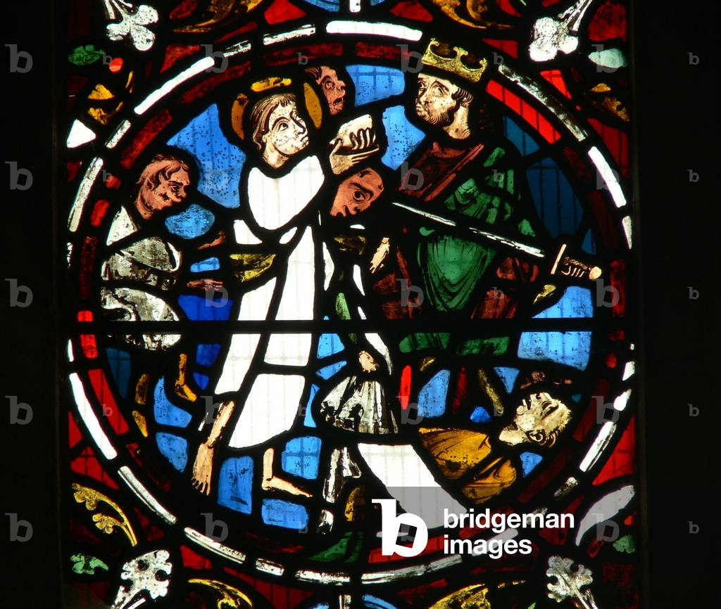 Window Ew depicting a scene from the legend of St John: the saint and the poisoned cup (stained glass)