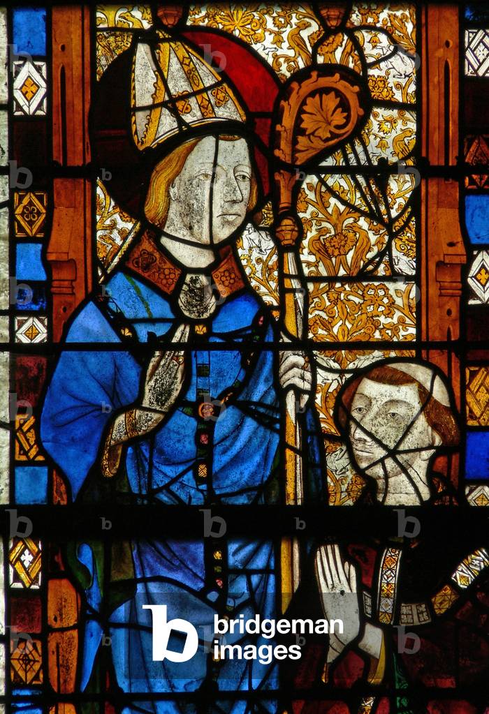 Window w17 depicting St Nicholas and the donor Oudin de Troyes (stained glass)