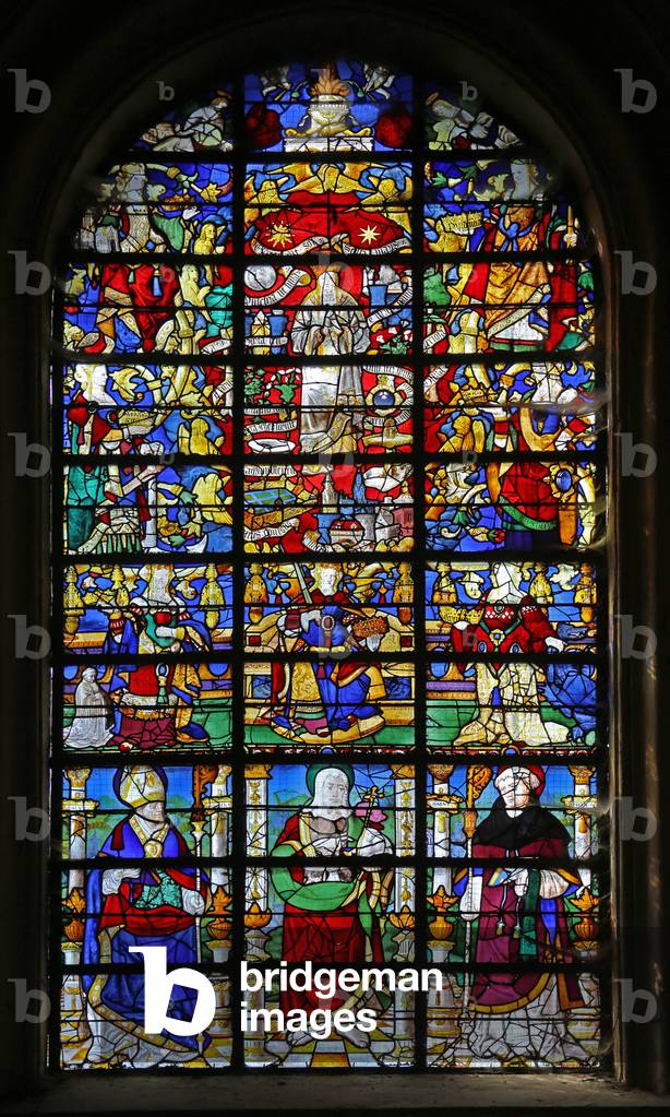 Window depicting Litany of the Virgin and Three Saints (stained glass)