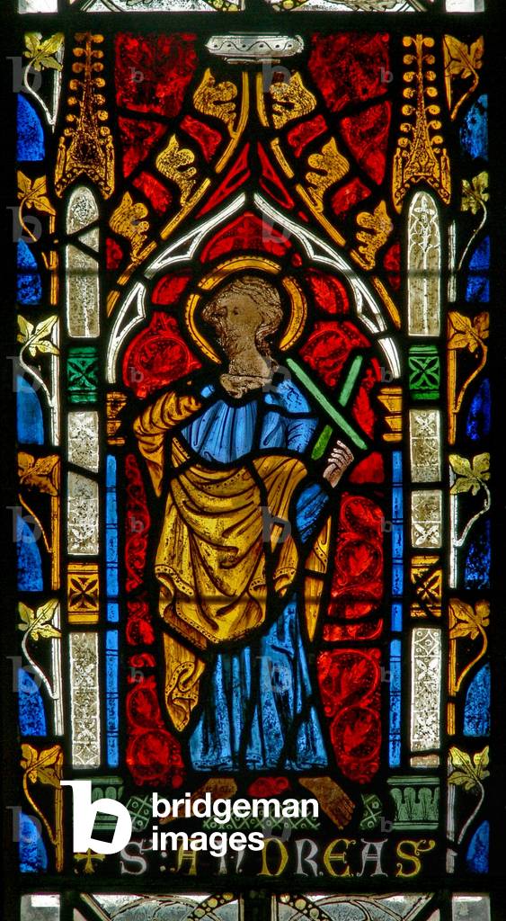 Window s2 depicting St Andrew (stained glass)