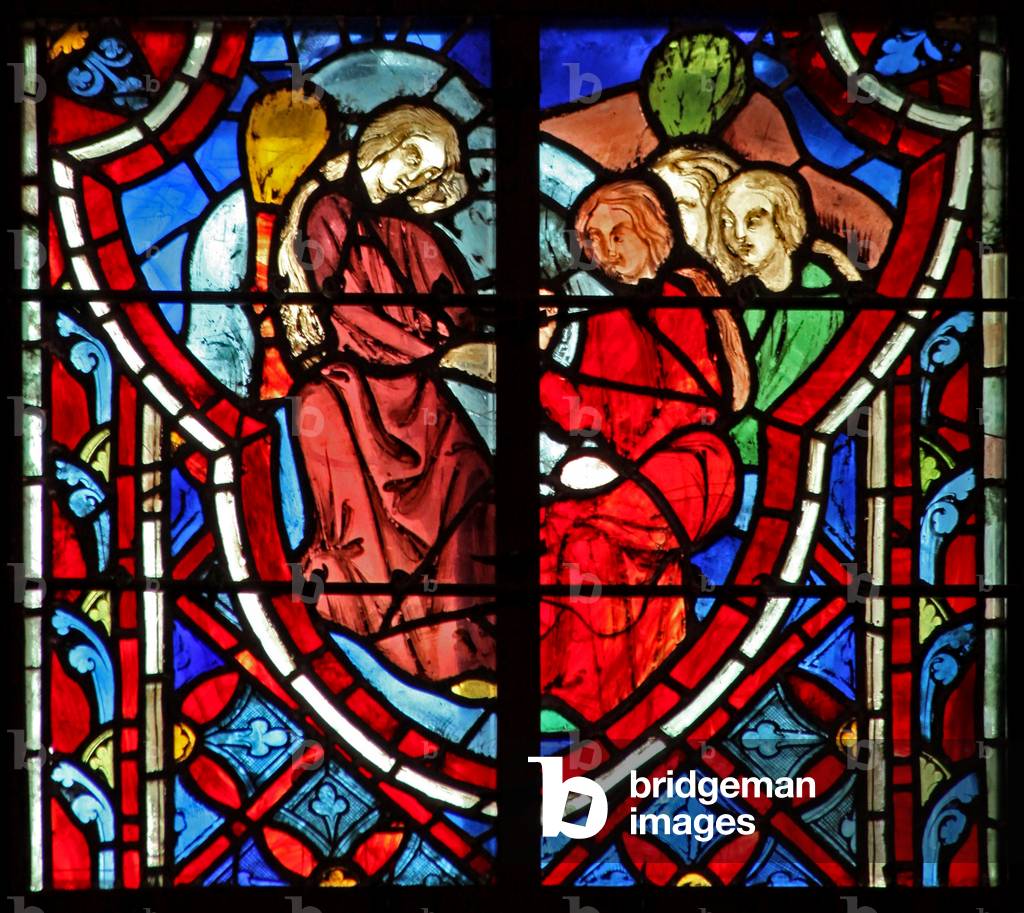 Window w5  Jephthah's daughter crying on the mountain. Judges XI 38 (stained glass)