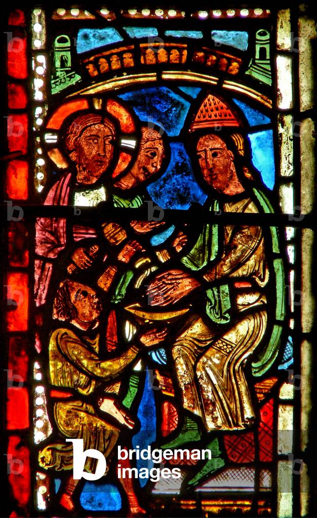 Window wXV depicting Pilate washing his hands (stained glass)