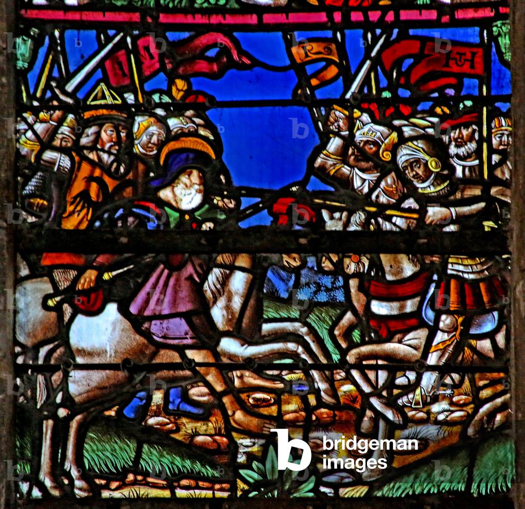 Window w3 depicting St James appears at the Battle of Clavijio (stained glass)