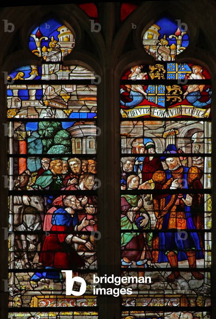 Window w119 depicting Joseph recognises his brothers (stained glass)