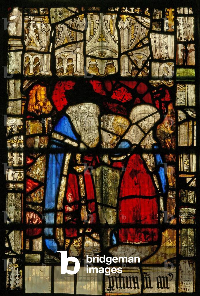 Window S3 depicting Abraham's wife Sarah with child (stained glass)