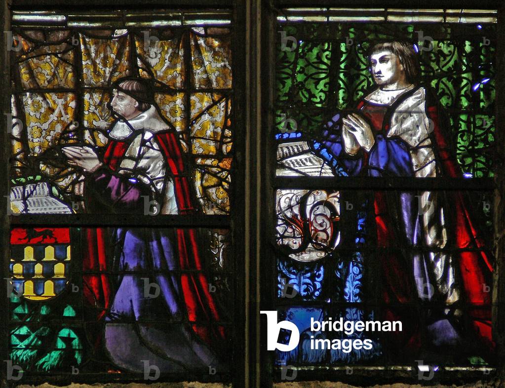 Window w114 depicting donors (stained glass)
