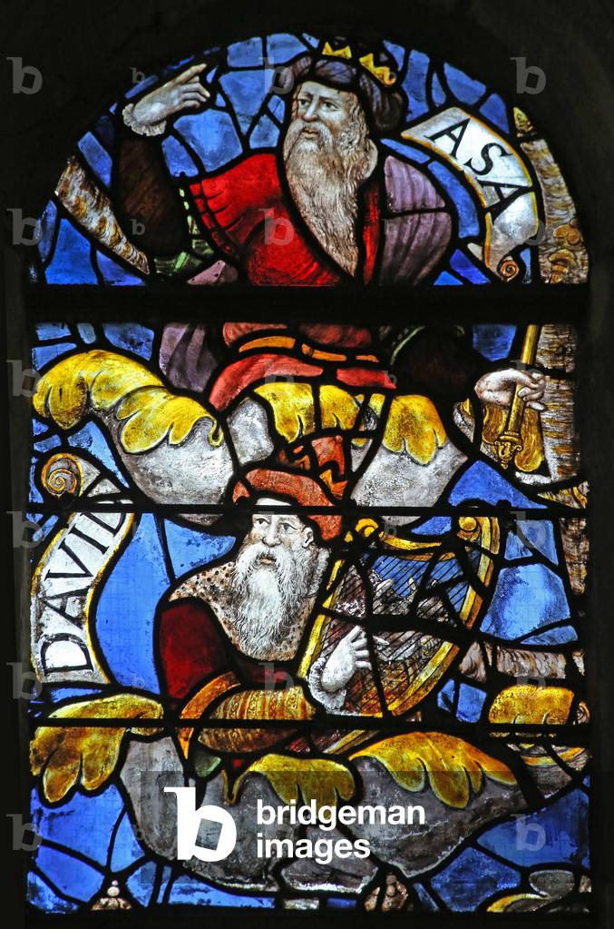 Window w3 depicting Asa and David on the Tree of Jesse (stained glass)
