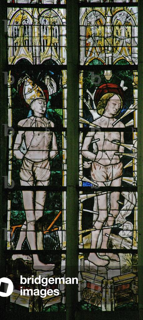 Window w20 depicting St Blaise and St Sebastian (stained glass)