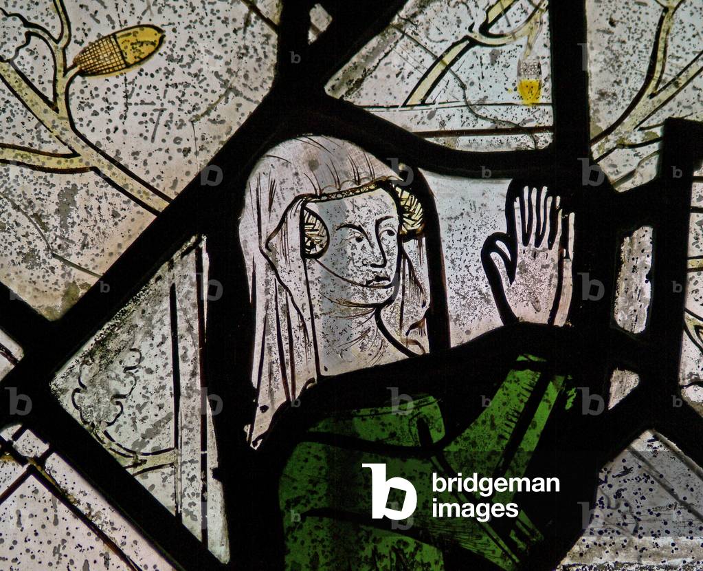 Window N6 depicting a female donor (stained glass)