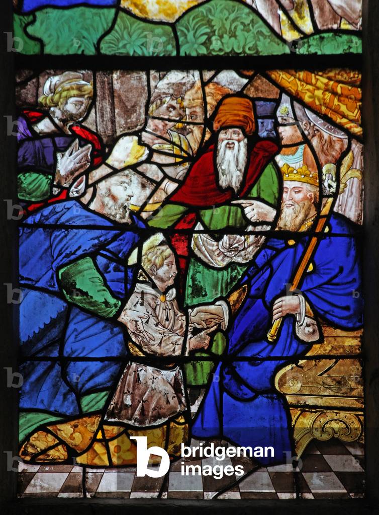 Window w18 depicting a scene from the Life of St Yves - (stained glass)