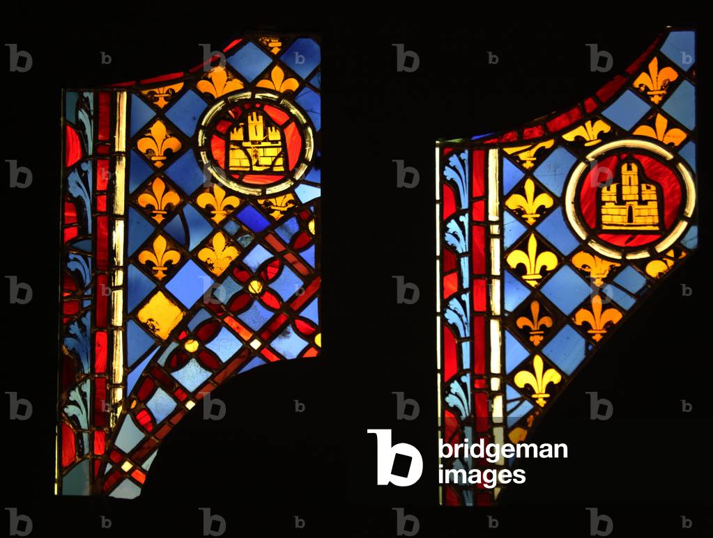 Depicting Heraldic panels, ex Ste Chapelle (stained glass)