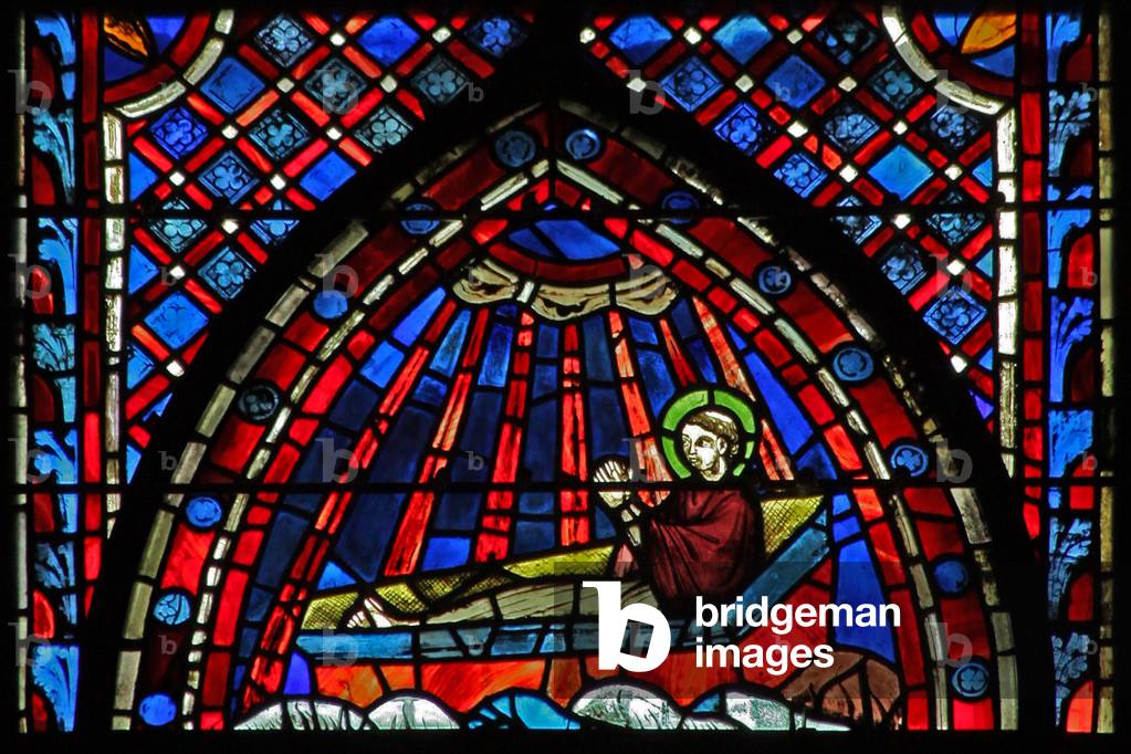 Window w7  the burial of St John (stained glass)