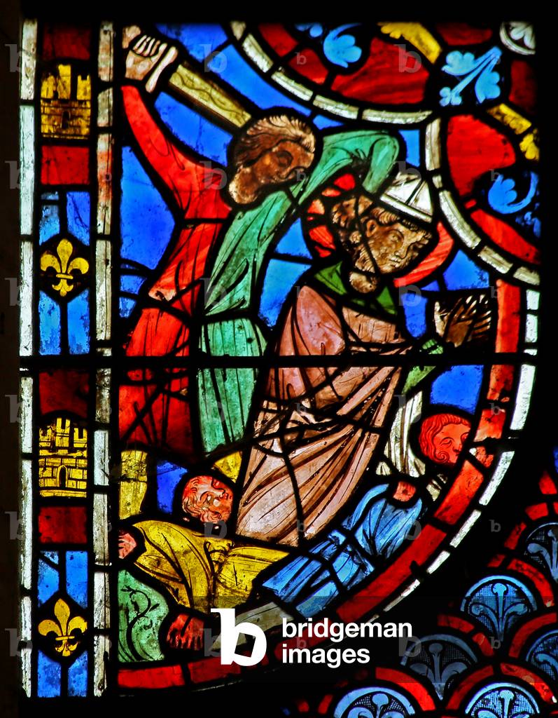 St Blaise executed before a king  (stained glass)