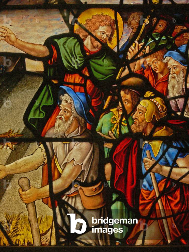 Window Charnier-10 depicting Manna from Heaven; Christ and the Host (stained glass)