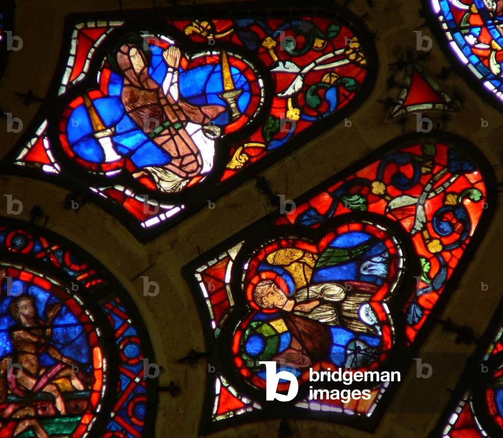 Window Ww depicting an Apostle? and an angel (stained glass)